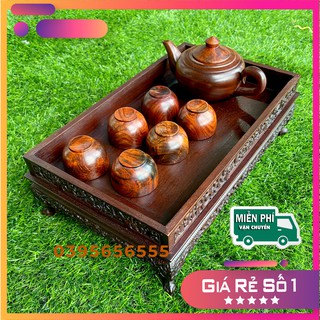 Khay trà gỗ gụ  + Bộ ấm chen trà gỗ trắc hàng cao cấp
