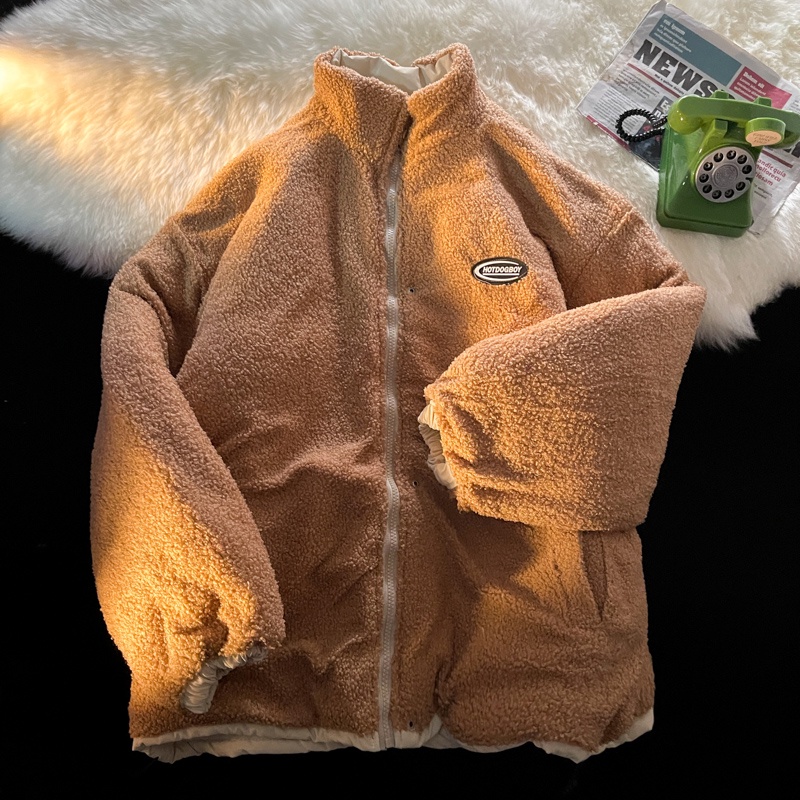Áo phao nam hàn quốc 2 mặt dài tay lót lông cừu siêu dày 3 lớp siêu ấm áo đại hàn