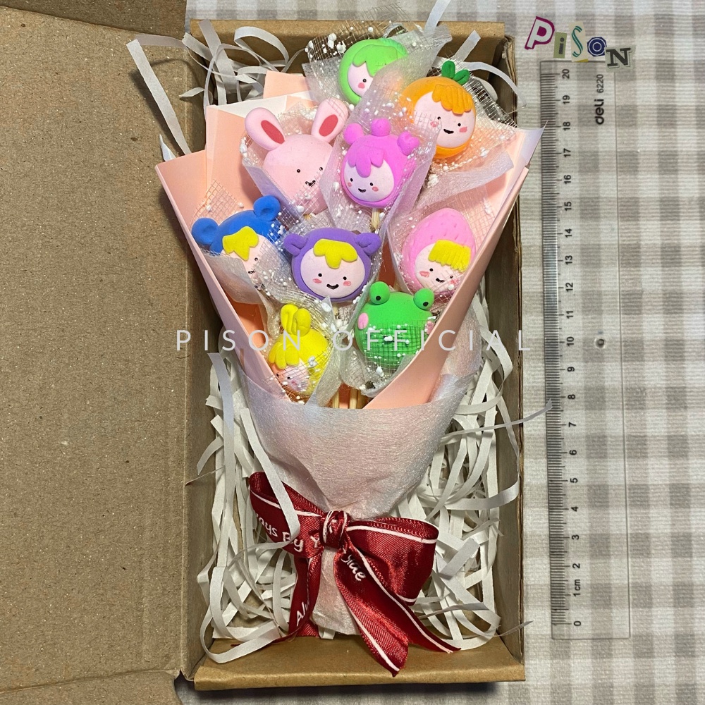 Hộp quà tặng Pison bó hoa mini từ đất sét xốp nhẹ - chiều cao 19cm - 01 cái
