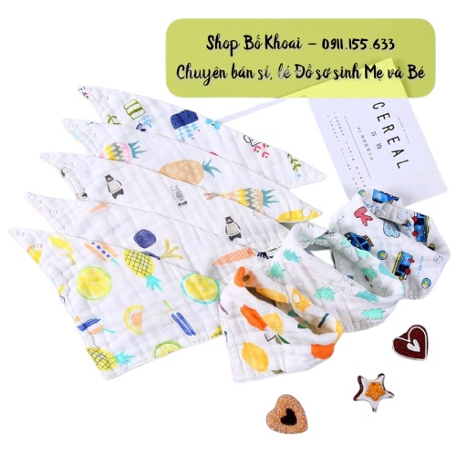 Yếm tam giác xô 6 lớp - Yếm xô Organic cho bé - Bố Khoai Store