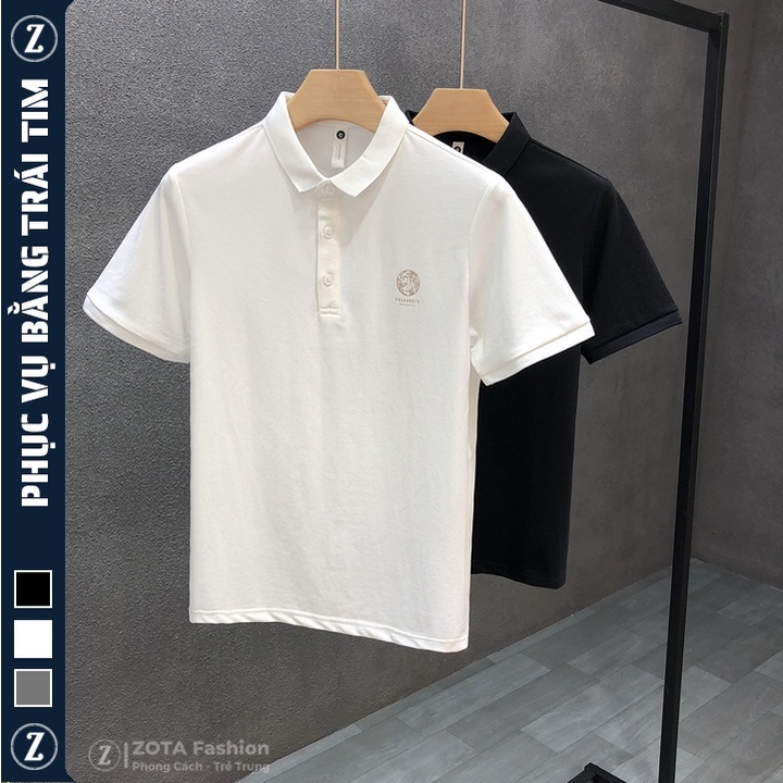 Áo polo nam ZOTA, áo cổ trụ chất thun cá sấu loại đẹp in chữ T lưng ngực PL203