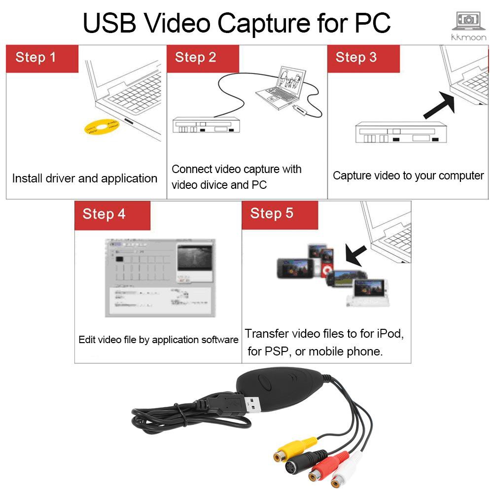 ezcap172 USB 2.0 Video Capture HD Video Converter Recorder Convert Analog Video Audio to Digital Format for Windows 7 8 10