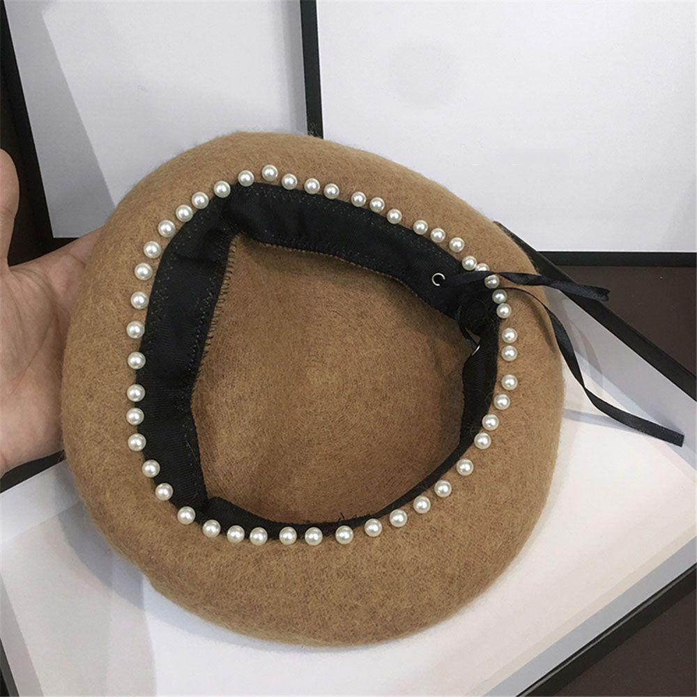 EUTUS Mũ Beret Len Màu Trơn Phong Cách Thanh Lịch Dễ Phối Đồ