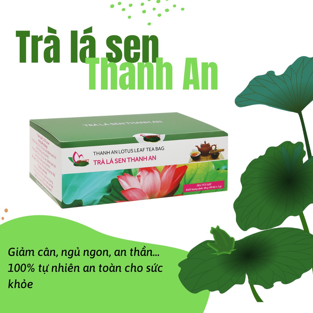 Trà lá sen túi lọc Thanh An hộp 30 túi Trà sen ngủ ngon, đẹp dáng