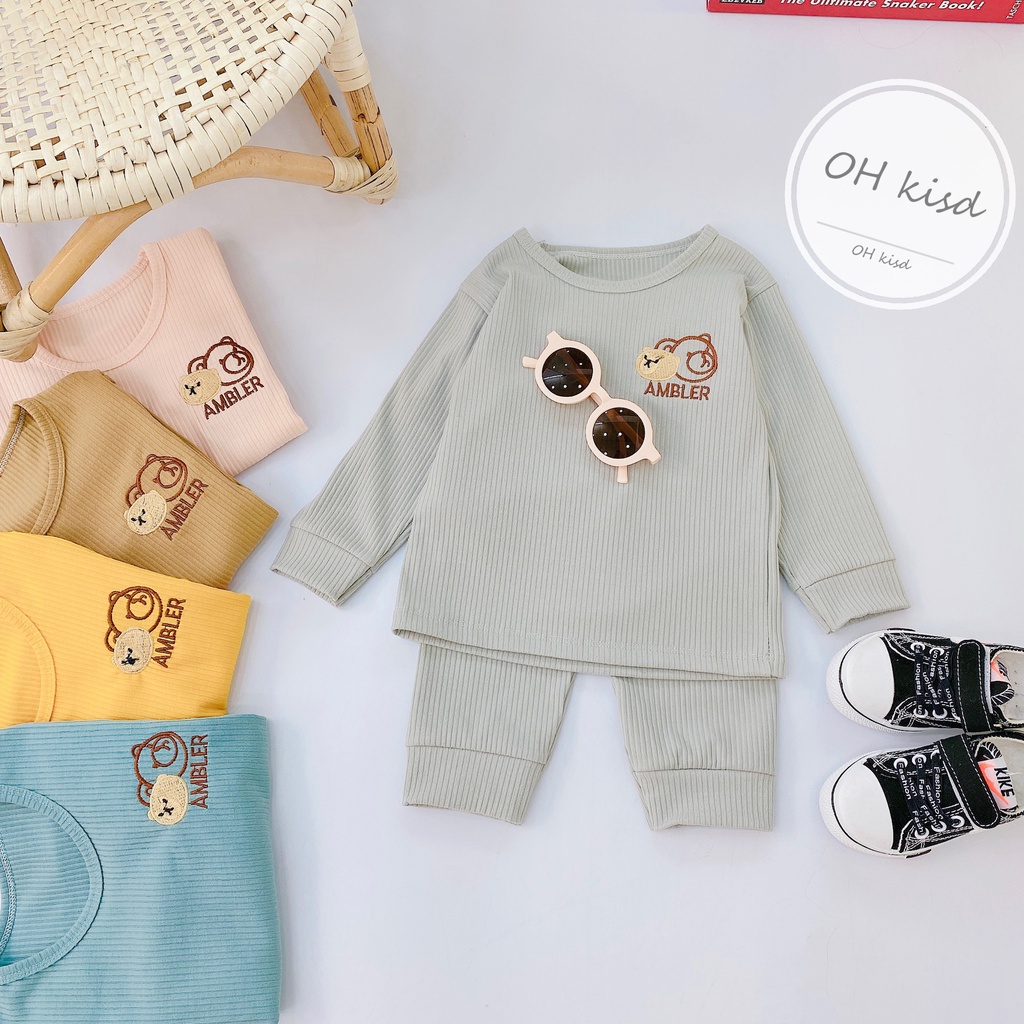 Bộ Dài Tay Gân Tăm Lạnh cho Bé Trai, Bé Gái Từ 6-17kg