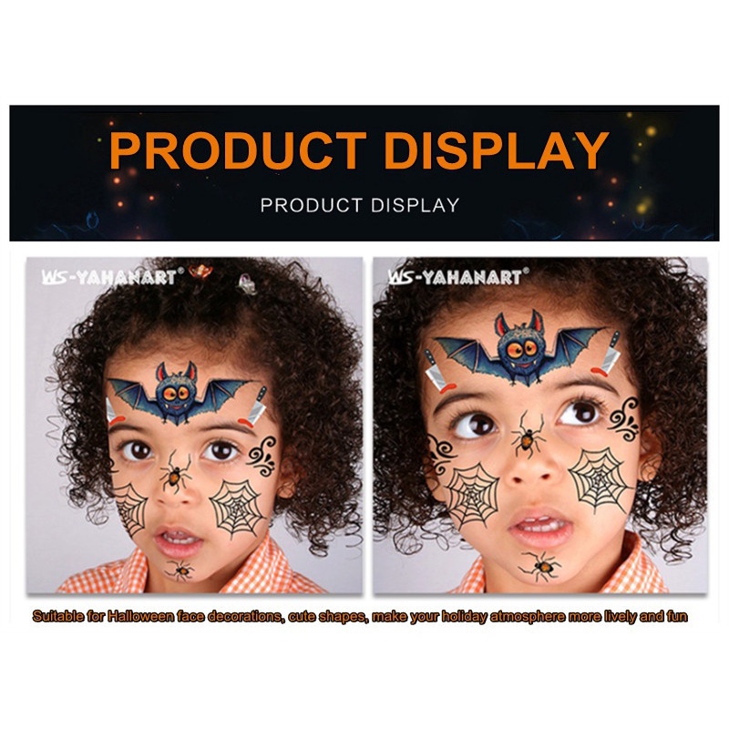 Hình Xăm Dán Mặt Và Cơ Thể Phong Cách Halloween Độc Đáo