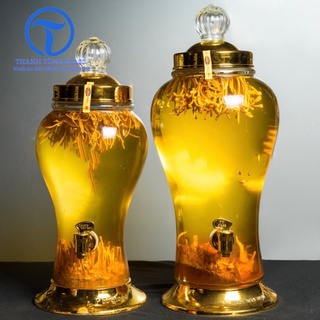 Bình ngâm rượu sâm thủy tinh Phú Hoà 4 lít có van và không van