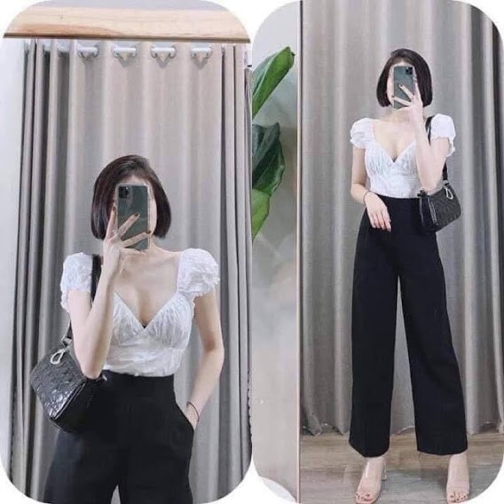 Quần ống rộng lưng cao khóa sườn dáng dài vải tuyết mưa vitex quần tây ống suông | BigBuy360 - bigbuy360.vn