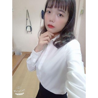Áo sơ mi nữ trắng lụa thái - chất đẹp loại 1