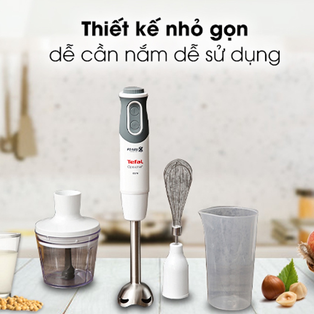 Máy Xay Sinh Tố Cầm Tay Thương Hiệu Pháp Tefal HB643138 - Trắng - 800W– Bảo Hành 24 Tháng