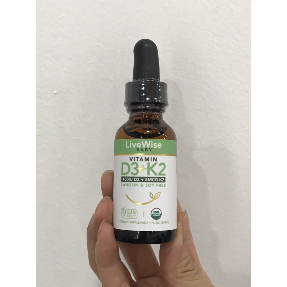 Vitamin D3K2 Organic LiveWise baby dạng giọt cho bé (30ml)