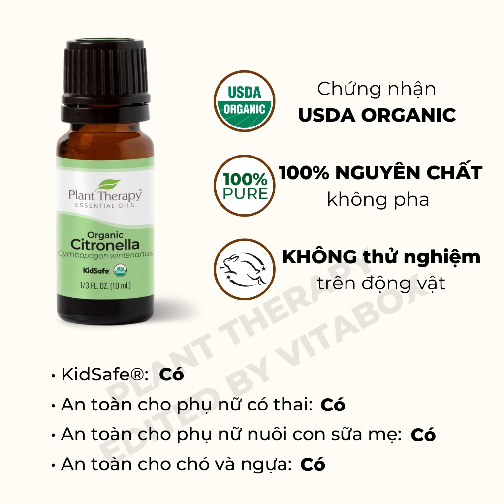 Plant Therapy - Tinh Dầu hữu cơ Sả Đỏ  - Organic Kidsafe essential oil