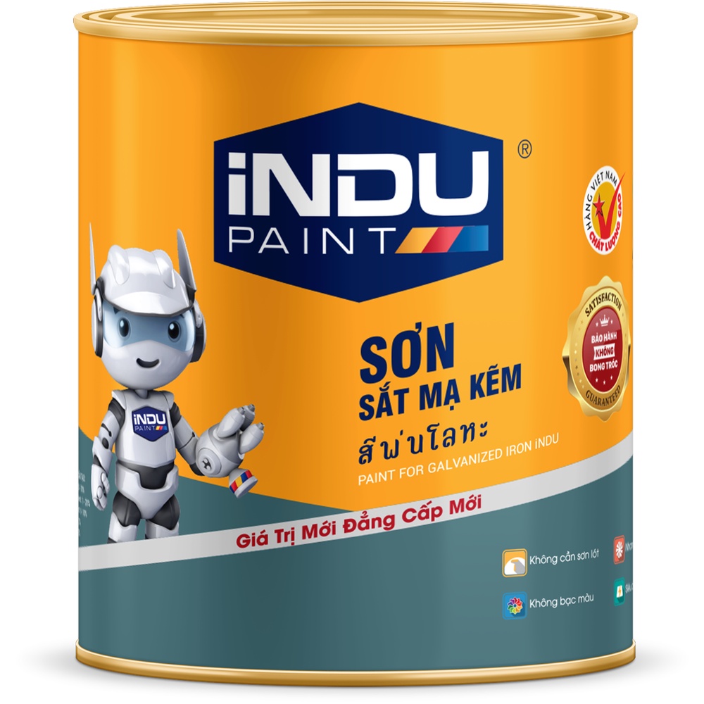 SƠN SẮT MẠ KẼM 1 THÀNH PHẦN INDU MÀU GHI SÁNG  LON 800ML