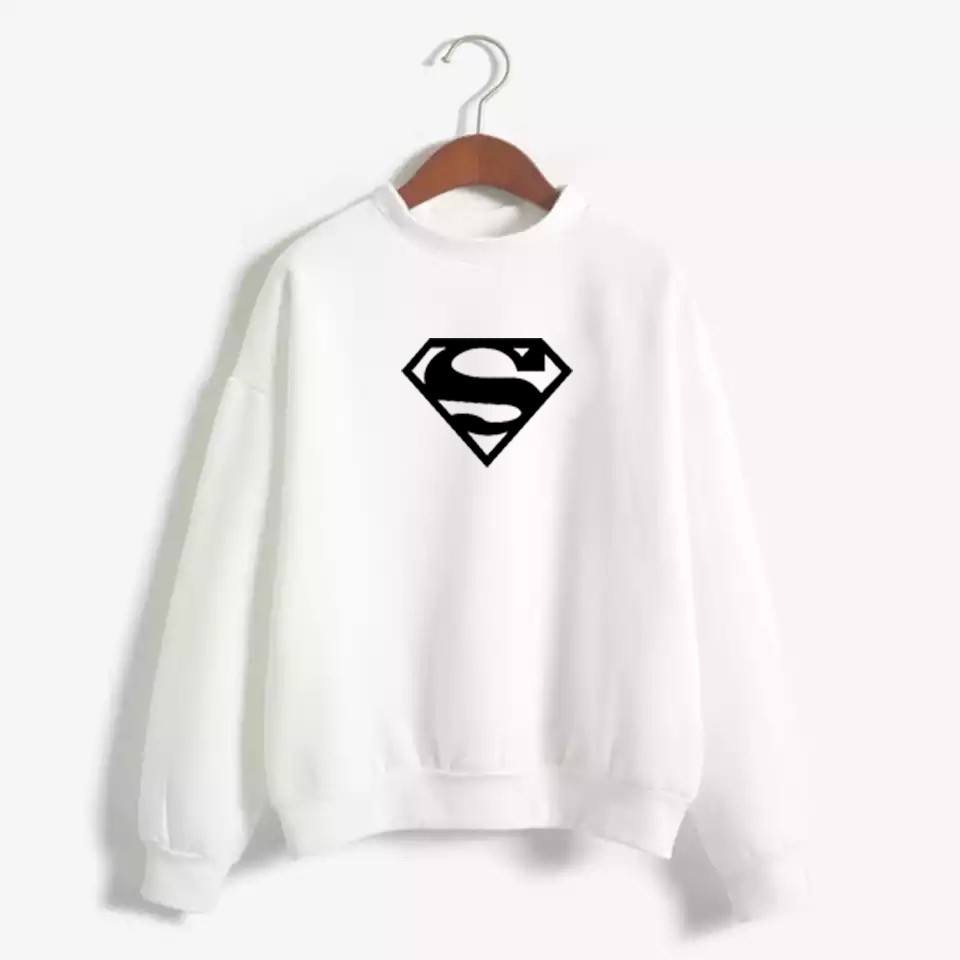 Áo Sweater Nam Nữ In Logo Superman Size M & Xxl