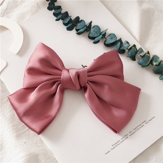 Kẹp Tóc Nơ Satin Màu Đỏ Đen
