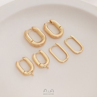 Khuyên Tai Mạ Vàng 14K Hình Oval Nhiều Màu Sắc Phong Cách Pháp