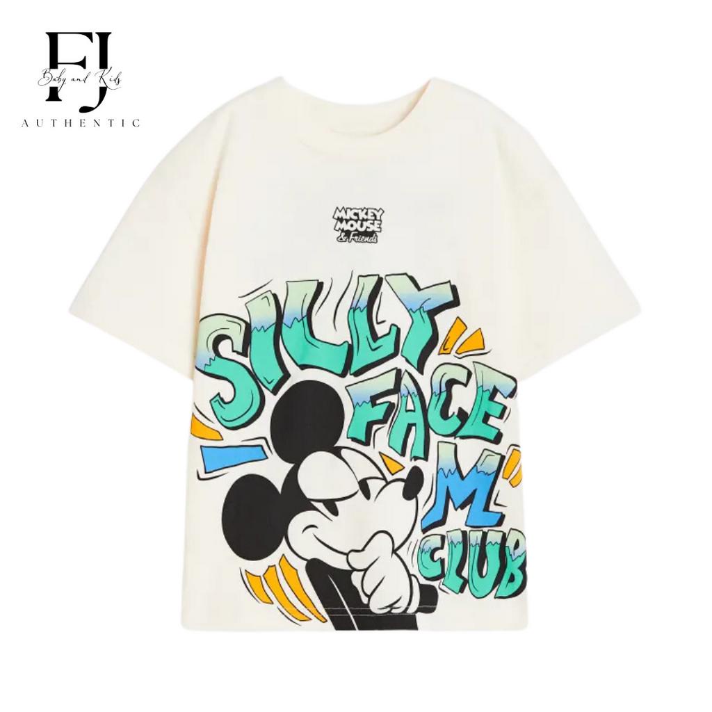 Áo thun bé trai chính hãng HM, áo thun be họa tiết mickey chữ cho bé 18 tháng đến 10 tuổi Auth