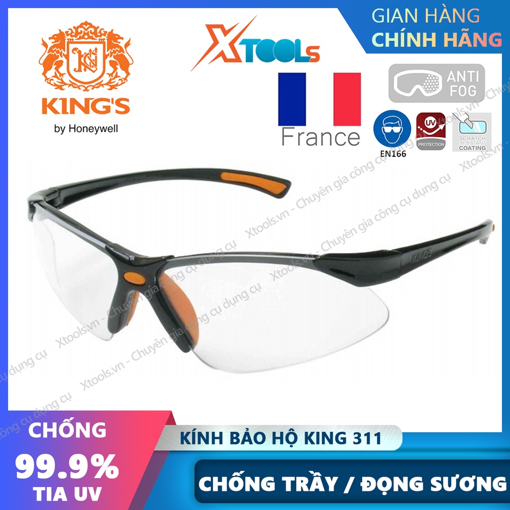 Kính bảo hộ Kings KY311 Kính chống bụi, chống tia UV, chống trầy xước, chống đọng sương, dùng trong lao động, đi xe máy