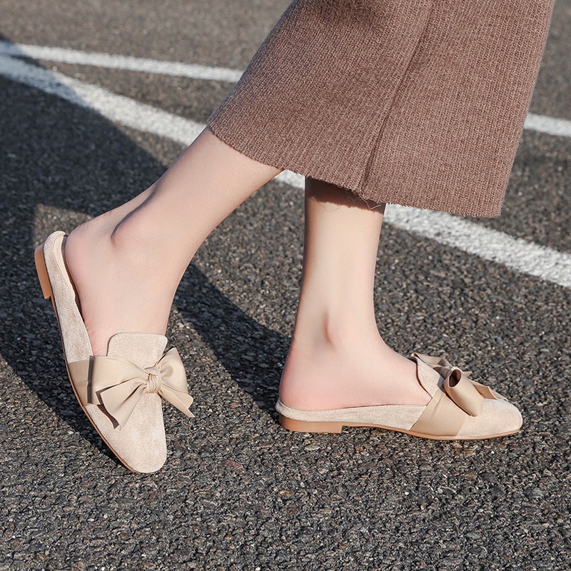 Giày bít mũi IELGY đính nơ phong cách Hàn Quốc cho nữ