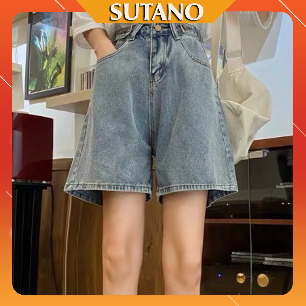 Quần short jean nữ ống rộng có cúc eo, quần sooc đùi chất bò mềm mịn Q436 SUTANO