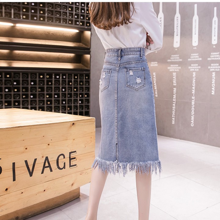 -Hàng nhập khẩu Chân váy jean ngang gối 06 - Chân váy thiết kế C001 Liên hệ mua hàng  084.209.1989 | BigBuy360 - bigbuy360.vn