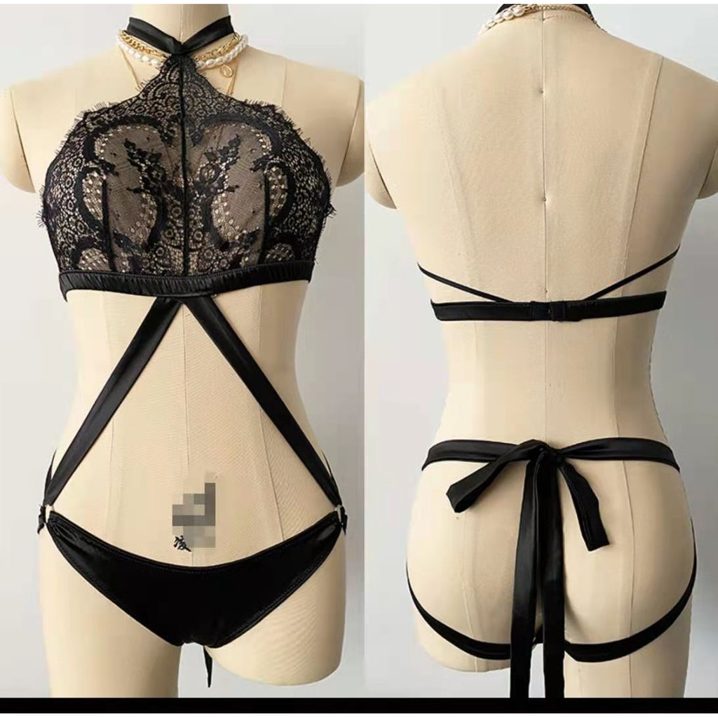 Áo ngủ yếm ren xuyên thấu liền thân sexy TK2773