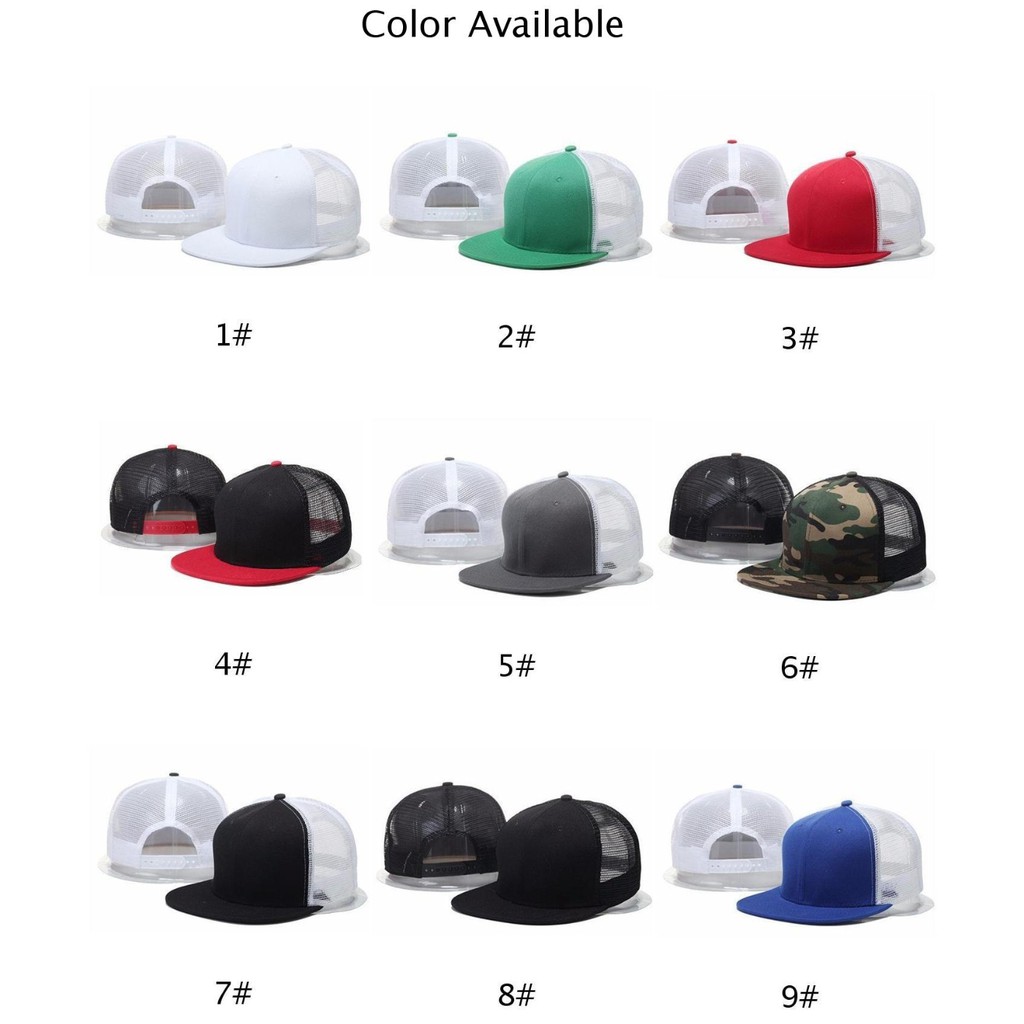 Plain Baseball Caps Hip Hop Solid Breathable Snapback Flat Hats High Quality ...