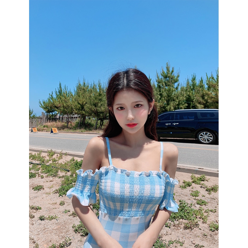 Lovely Female Checkered One Piece Swimwear | BigBuy360 - bigbuy360.vn