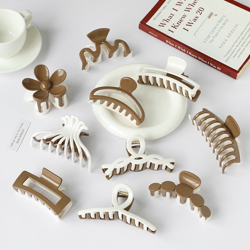 Kẹp Tóc Nhựa Acrylic Hai Màu Lấp Lánh Phong Cách Hàn Quốc Cho Nữ