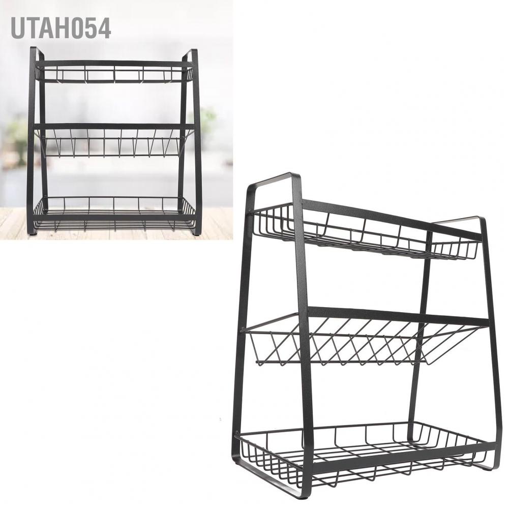 Kệ đựng gia vị 3 tầng bằng sắt màu đen cho nhà bếp