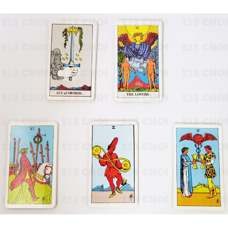 Đồ chơi Bài Tarot 78 lá cơ bản, kích thước chuẩn 7x12cm, chiêm tinh về tình yêu, sự nghiệp, tương lai