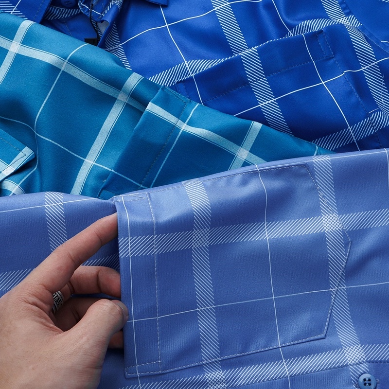 Áo sơ mi nam co giãn mẫu caro tay ngắn có túi Bigsize < 130kg