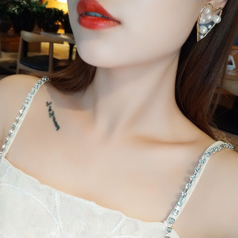 Bông Tai Mạ Bạc 925 Hình Trái Tim Đính Ngọc Trai Đáng Yêu