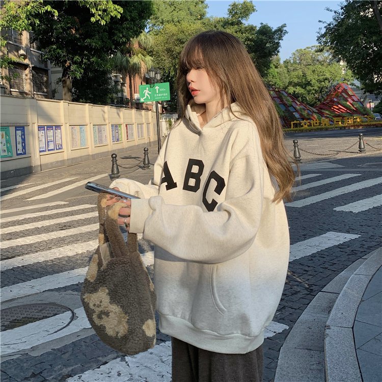 Áo Nỉ Hoodie ABC PEONYB Unisex [FREESHIP]  Sweater form rộng tay bồng, thun có mũ in chữ cái cá tính Ulzzang