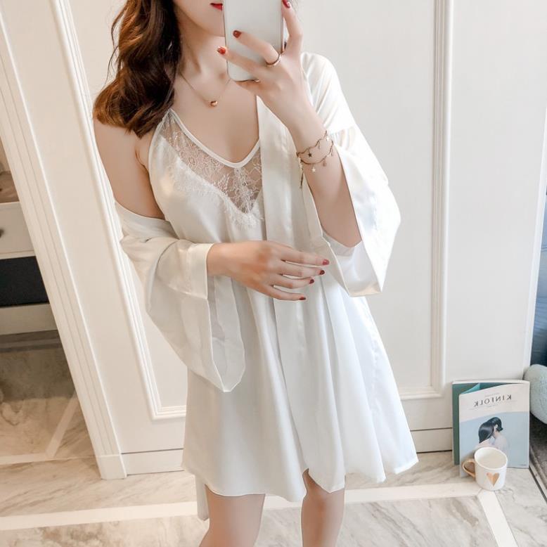 SY Bộ Áo Choàng Kèm Váy Ngủ Lụa Cao Cấp Thương Hiệu XAVIA A4