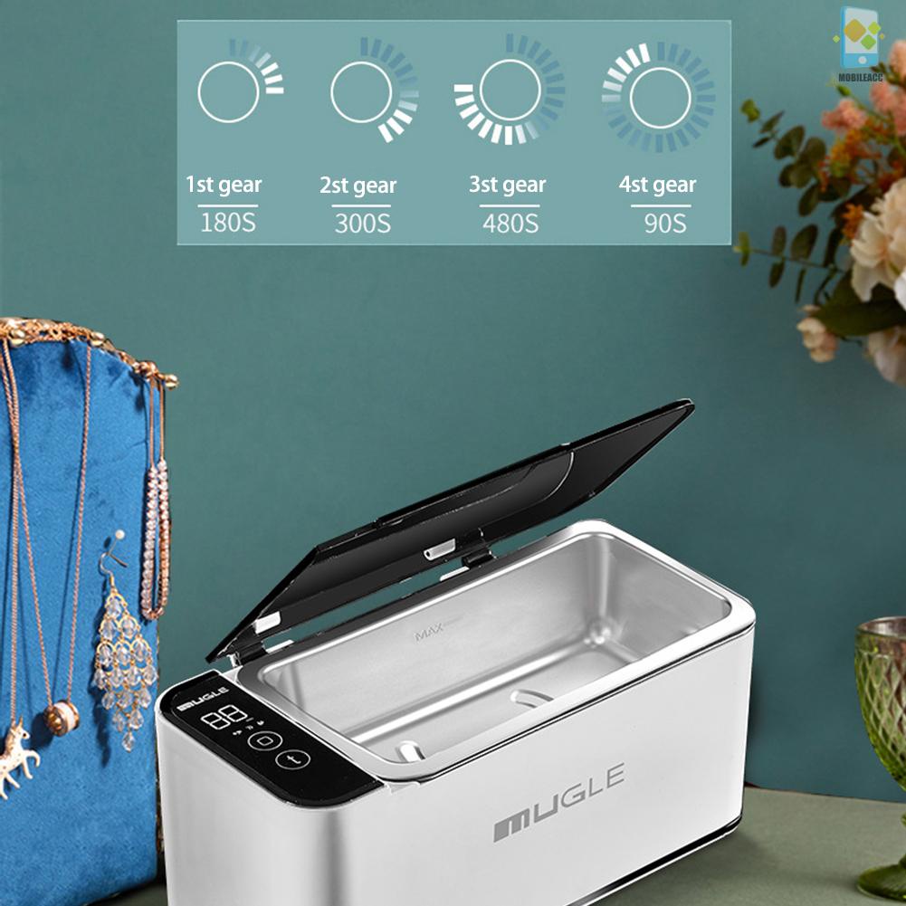 New Ultrasonics Cleaning Machine Small Household Stainless Steel Cleaning Machine Glasses Braces Dentures Jewelrys Cleaning Machine 4 Timing Time Level Adjustable Touchable Screen