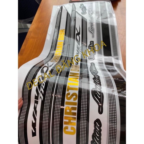 Tem xe WAVE 110 DIOR ghép crom loại đẹp 3 lớp chống phai màu