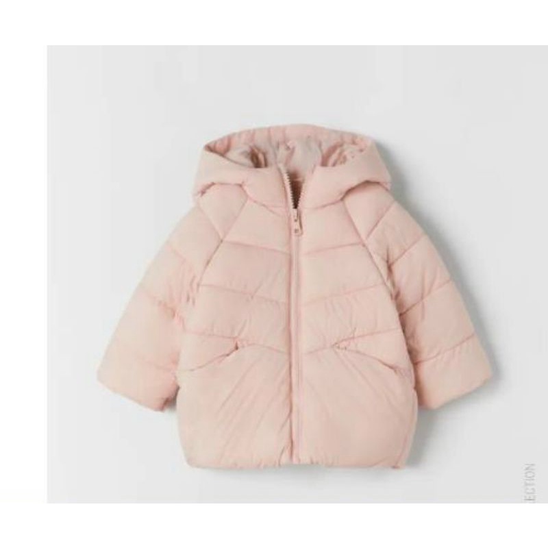 Áo phao bé gái Zara dư xịn lót nỉ màu hồng siêu đẹp (6/9M-4/5Y)