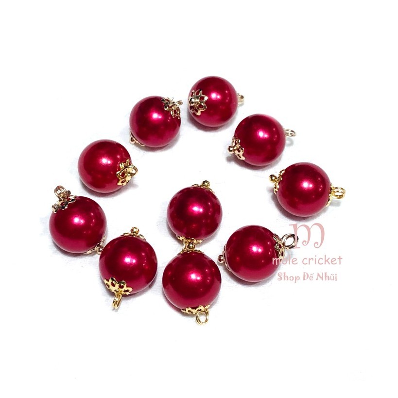 10 Charm Trai Nhựa 12mm Phụ Kiện Xi Mạ Vàng