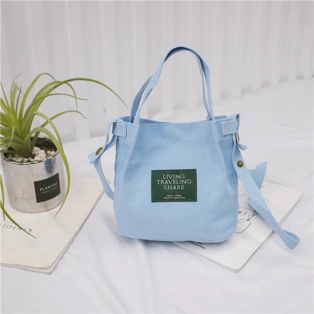 2 Túi Tote Canvas Tote Living Traveling Share size nhỏ