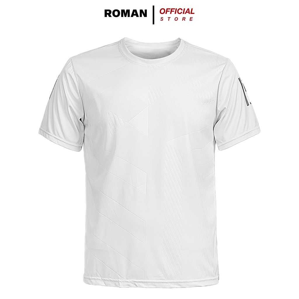 Áo thun lạnh nam thể thao cổ tròn cộc tay co giãn thông hơi thoáng mát ROMAN AT02