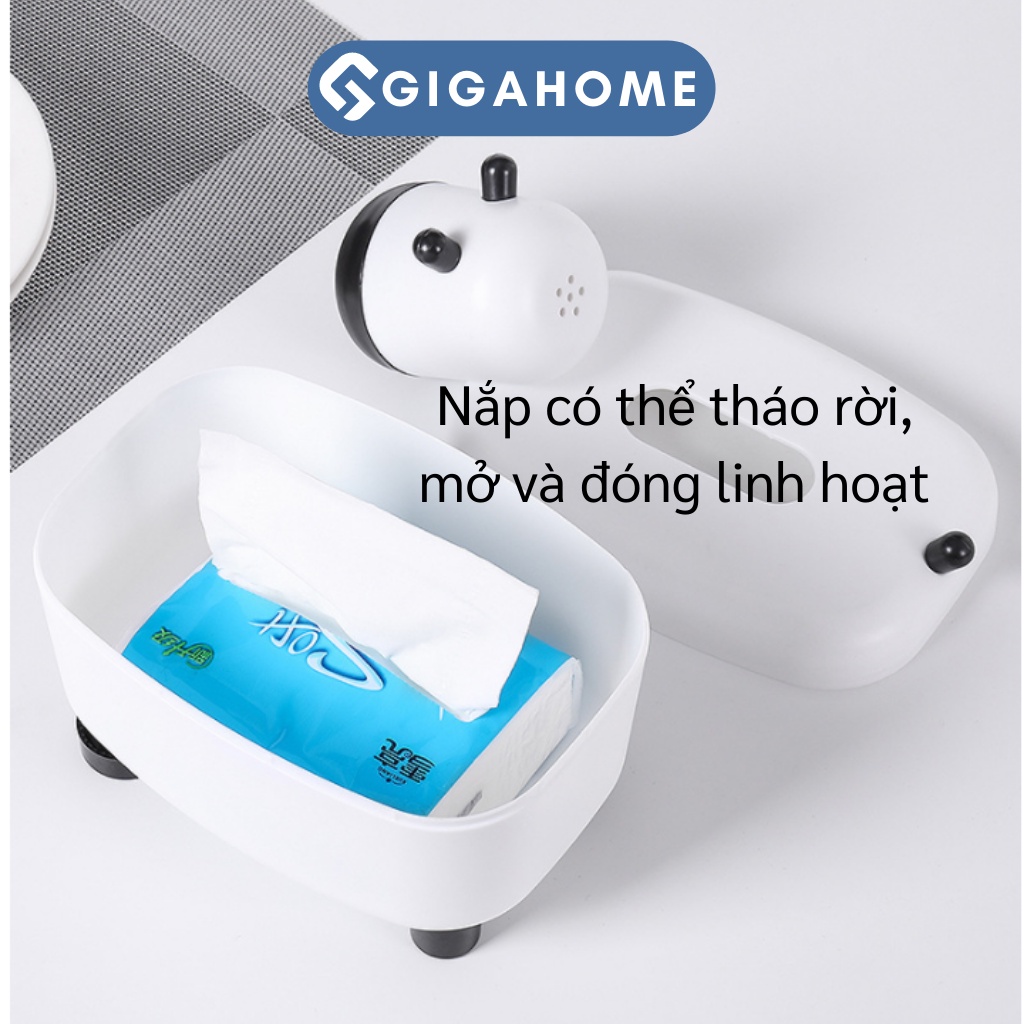 Hộp Đựng Khăn Giấy Hình Bò Sữa Để Bàn Ăn GIGAHOME Kiêm Lọ Đựng Tăm 9601
