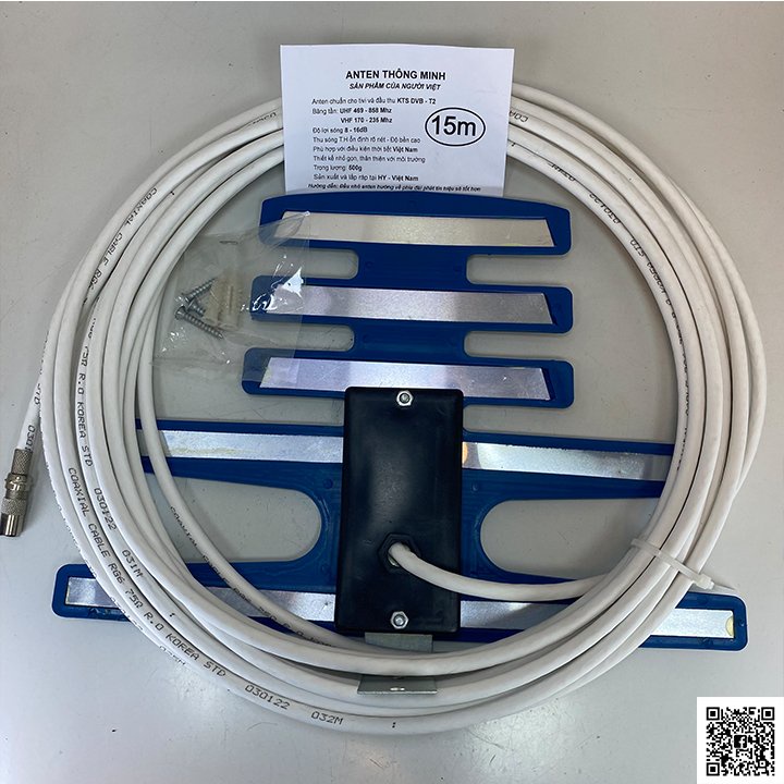 Anten xanh thông minh DVB-T2 dùng cho tivi và đầu KTS kèm 15m dây mới,hàng chuẩn Phuzinshop
