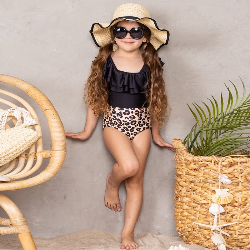 Bộ Đồ Bơi Một Mảnh Hở Lưng Họa Tiết Da Báo Thời Trang Mùa Hè Cho Bé Gái 1-5 Tuổi