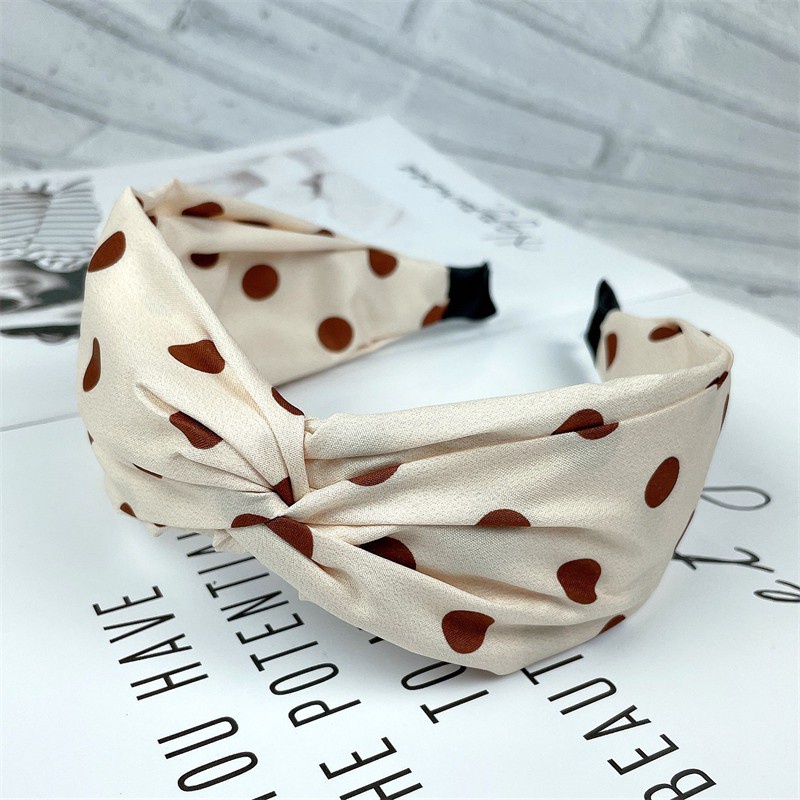 Băng Đô Cài Tóc Bản Rộng Thắt Nút In Họa Tiết Trà Sữa/Cà Phê Màu Sắc Đơn Giản Dễ Phối Đồ Thời Trang Cho Nữ F429