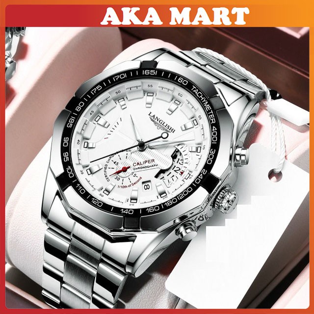 Đồng hồ nam dây da chính hãng, Đồng hồ da nam không thấm nước chính hãng LANGLISH đẹp cao cấp DH01A