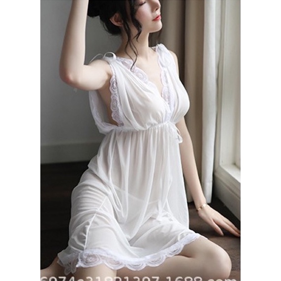 Váy voan phối ren cổ chữ V 1234