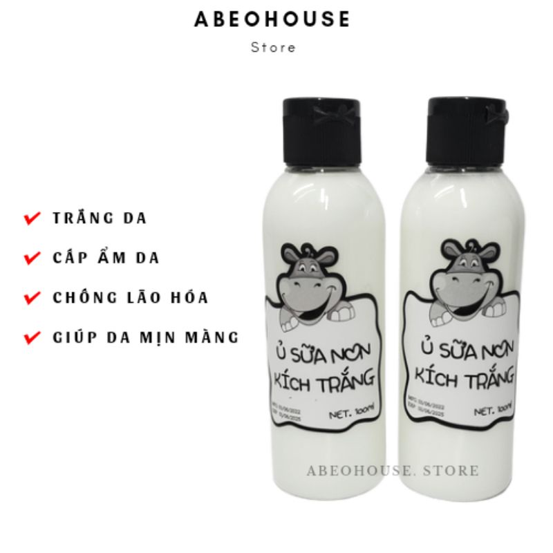 Ủ sữa non kích trắng da toàn thân con bò chai 100ml