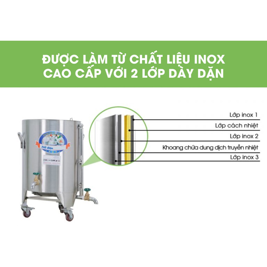 Nồi nấu sữa đậu nành công nghiệp NEWSUN 80L - Hàng chính hãng - Nấu sữa thơm, không bị đóng cặn