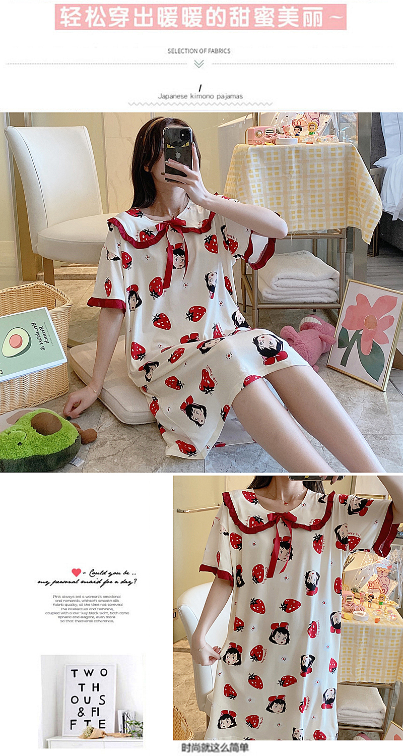 Đầm ngủ ngắn tay phối ren thời trang trẻ trung dành cho nữ | BigBuy360 - bigbuy360.vn